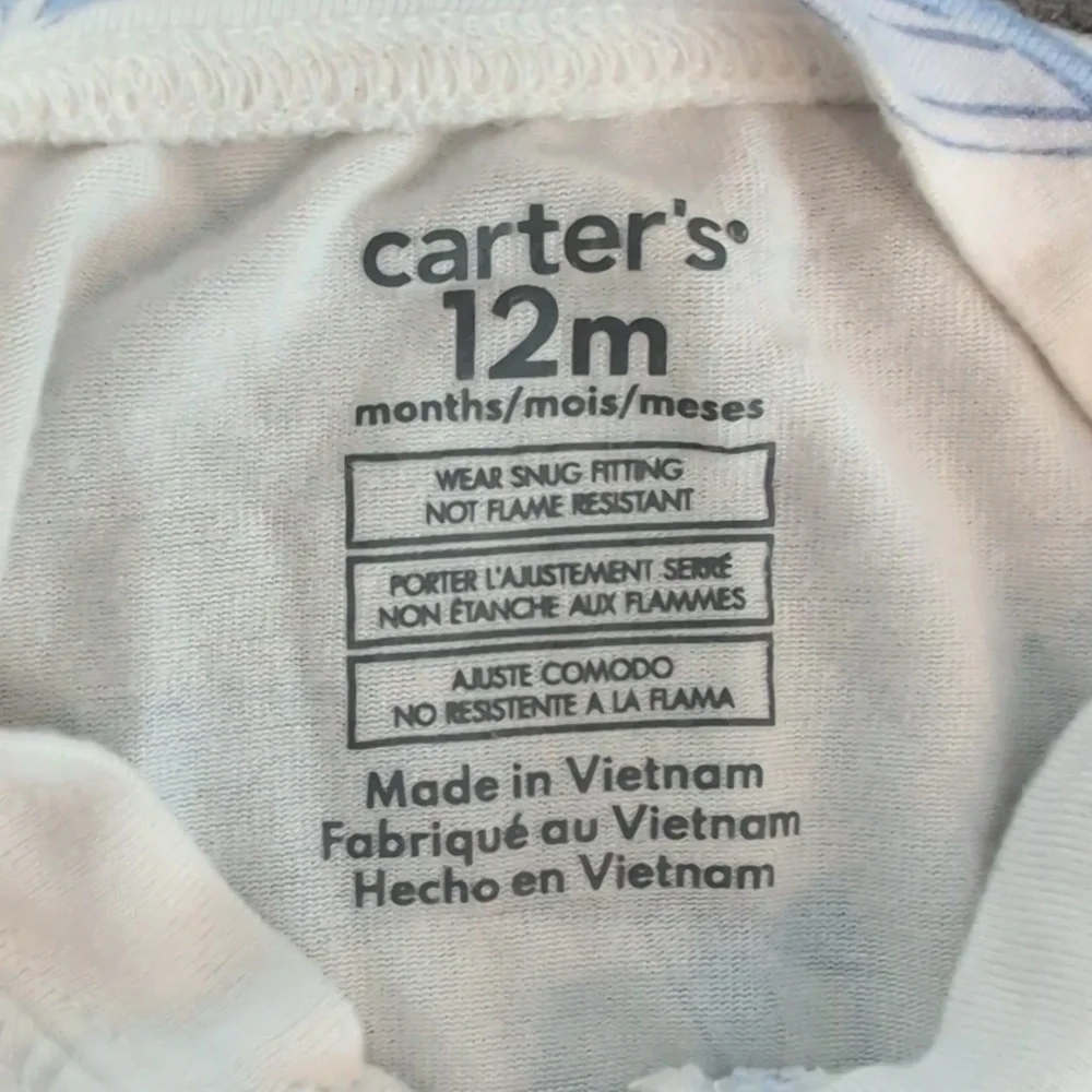 Carter's 12 Month Baby Whale Print Zip-Up PurelySoft Sleep & Play Pajamas